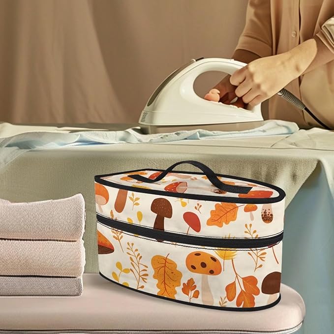 Cute Mushroom Iron Tote Bag Stain Resistant Travel Iron Storage Box Washable Protective Carrying Bag with Handle Compatible with Most Irons