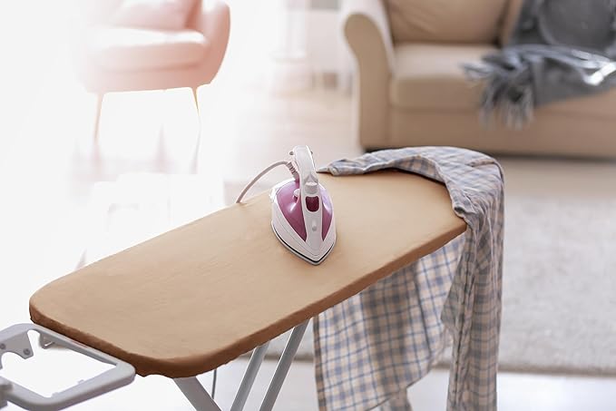 Encasa XO Ironing Board Cover and Pad 42"x14" - 4mm Felt Medium Iron Board Cover with Padding - Heat Resistant, Stain-Safe Dye, Non Slip Elastic Bungee Cord Tightening Iron Table Cover Light Beige