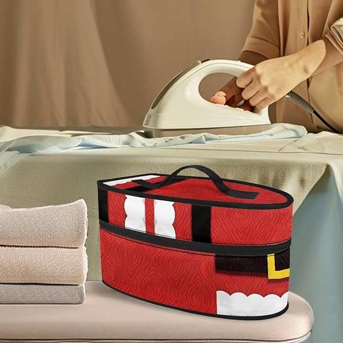 Iron Storage Bag Fits for Home Outdoor Easy to Clean Wear-resistant Iron Storage Case Protective Carrying Bag with Smooth Zipper, Christmas Wind