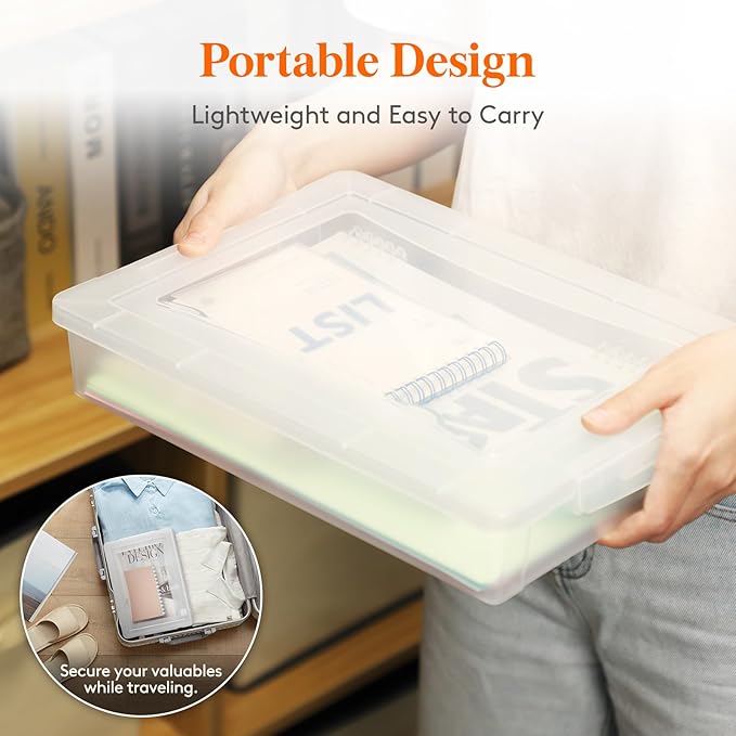 Lifewit 8 Pack Plastic Multi-Purpose Storage Box with Latching Lids, Clear A4 Paper Storage, Classroom Organization, Storage Containers for Board Game, Craft, Document, Magazine, Art Supplies