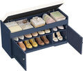 usikey Shoe Bench with Lift Top Storage, Storage Bench with Padded Seat Cushion, Entryway Bench with 2 Adjustable Shelves, for Entryway, Living Room, Bedroom, Blue