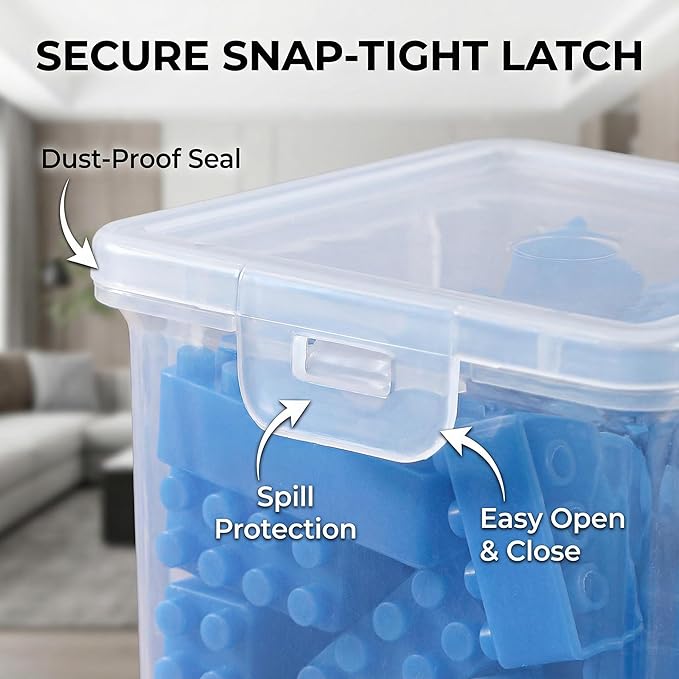 10 Pack Small Clear Storage Bins with Lids - Stackable Plastic Organizer Boxes for Crafts, Art Supplies, Jewelry, Beads, Office Tools - 3.54x3.54x4.53 Inch – Square Medium