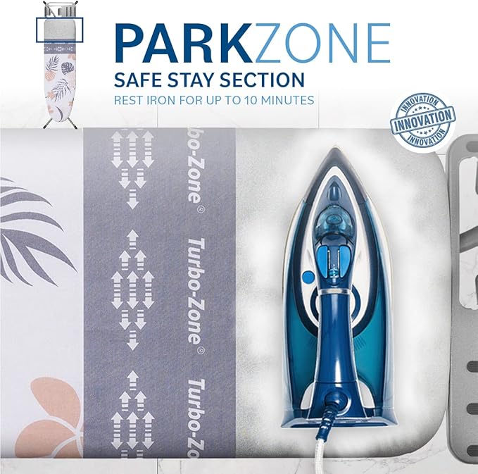 Bartnelli Heavy Duty Ironing Board 48x15 | Designed & Made in Europe with Patent Technology, Turbo & Park Zone