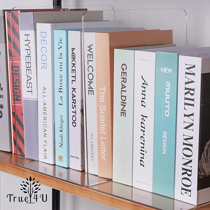 True 4U 6 Pack Acrylic Shelf Dividers for Organizing, Easy to Install Clear Shelf Dividers, Sturdy Shelf Divider for Home Organization and Office