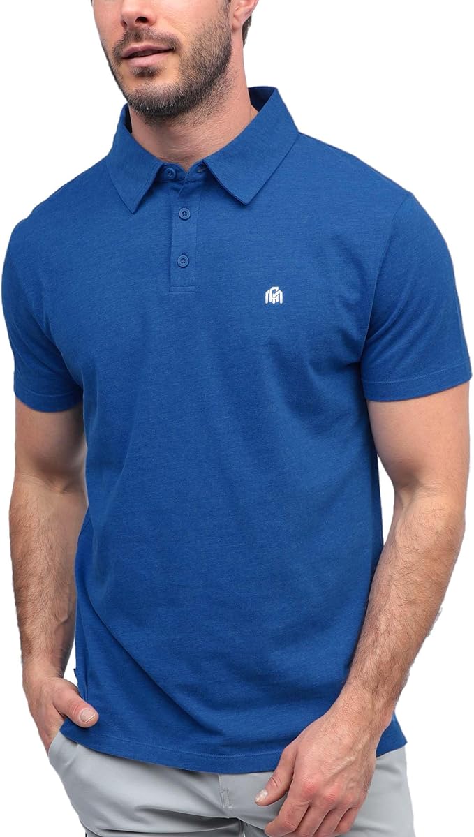 INTO THE AM Polo Shirts for Men - Slim Fit Short Sleeve Collared Shirt S - 4XL Fitted Collar Polos for Work