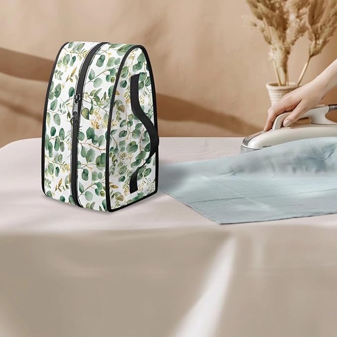 Green Leaves Iron Tote Case for Travel, Mini Steam Iron Dustproof Protective Carrying Bag Universal for Most Iron with Handle