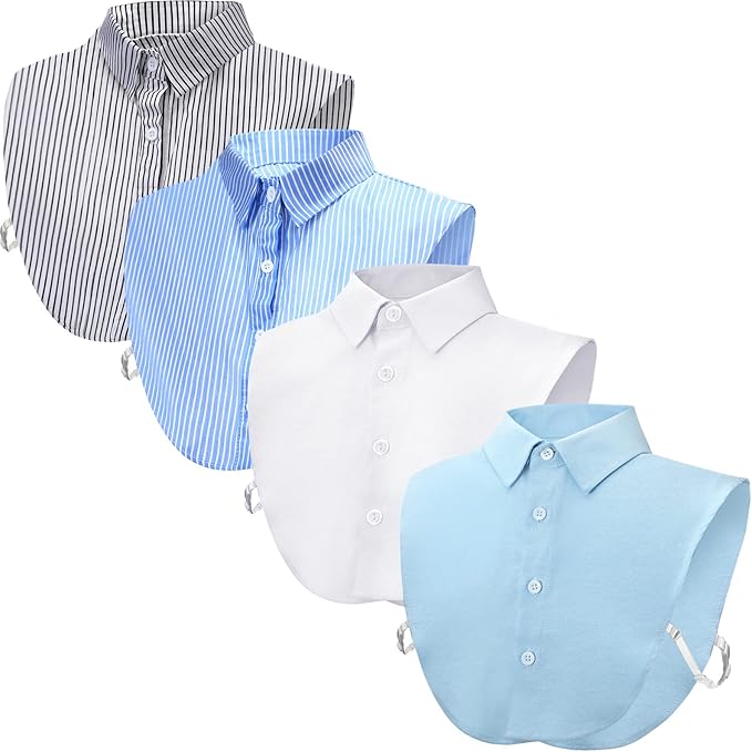 Syhood 4 Pcs Fake Collar Detachable False Dicky Collar Half Shirts Round for Women Outfits Halloween Costume Accessories