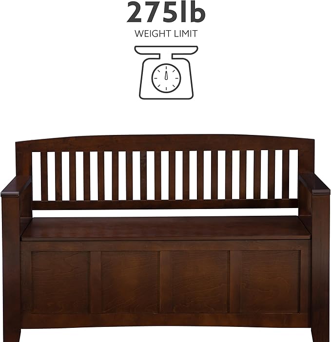 Linon Home Dcor Linon Home Decor Cynthia Storage Bench, 50"w x 17.25"d x 32"h, Walnut