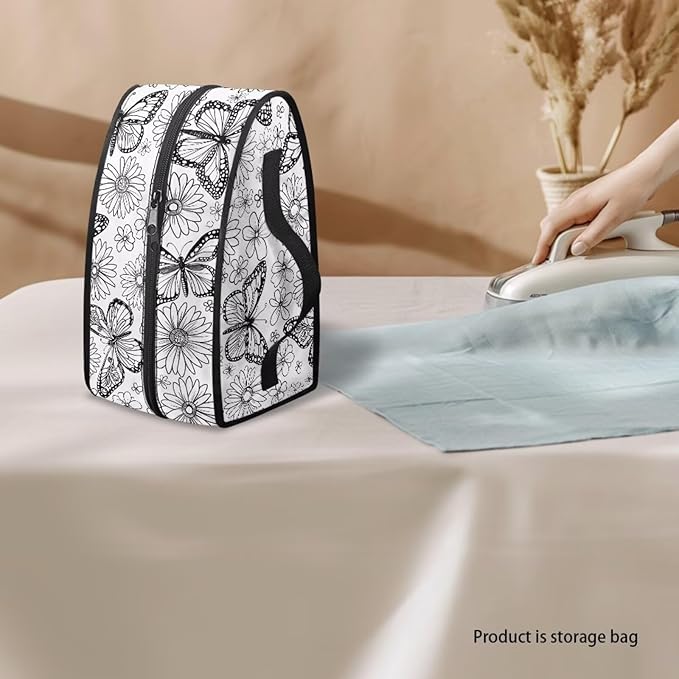 Butterfly Daisy Print Steam Iron Case Travel Iron Organizer Handheld Steamer Holder with Handle Waterproof Travel Accessories, Case Only