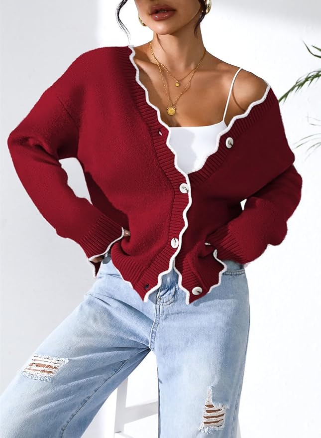 Pink Queen Fuzzy Sweater Cardigan for Women 2025 Fashion Long Sleeve Flower Outerwear Button Down Open Front Cardigan Coat