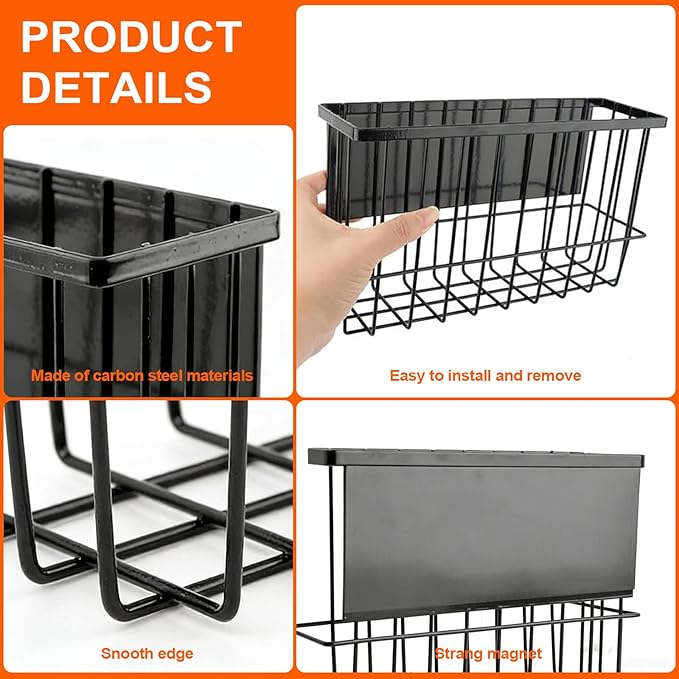 2 Pcs Magnetic Dryer Balls Holder Magnetic Spice Basket for Refrigerator Metal Fridge Organizer for Foil Plastic Food Wrap Multipurpose Shelf Organization for Kitchen Laundry Room