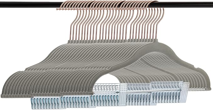 Tosnail 30 Pack Kids Velvet Hangers Children's Clothes Hangers Baby Hangers with Clips - Grey
