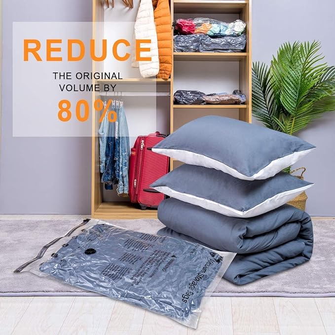 6 Large Vacuum Storage Bags,Plastic Packaging Bags,Space Saver Sealer Compression Bags for Blankets, Comforters, Pillows, Clothes Storage (Pack of 2)