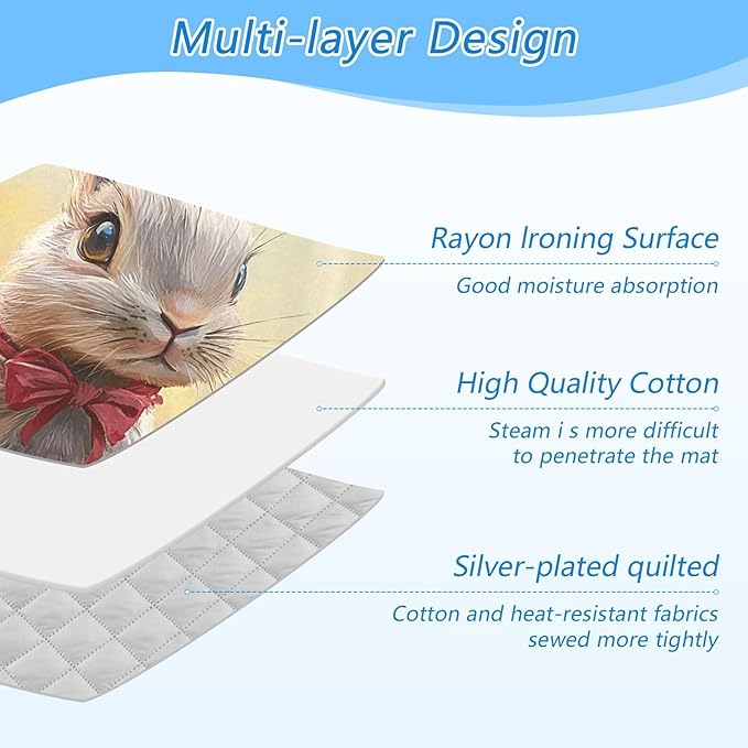 Ironing Mat &Pad Magnetic Heat Resistant Pads Portable Travel Ironing Blanket Ironing Board Covers 27.6x47.2Inches Easter Bunny Easter Egg15