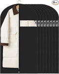 Garment Bags for Hanging Clothes (8 packs,43 inches) Black Suit Bags for Closet Storage and Travel with Clear Window for Sweater Coat Suits Shirt