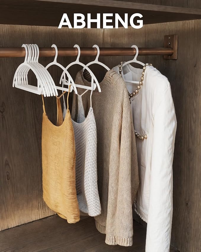 100 Pack Clothes Hangers, Non Slip Heavy Duty Plastic Hangers, Space Saving All-in-One Garment Hangers for Dresses Suits Jeans Knits, Hold Up to 11 LB Dry & Wet, 16.4" x 8.3",White,UAPY08100W