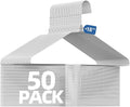 SPECILITE 18 Inch Wire Metal Clothes Hangers Bulk 50 Pack for Large Size Suits, Coats, Shirts, Pants, Skirts, Space Saving, Non Slip,12 Gauge Ultra Thin, White