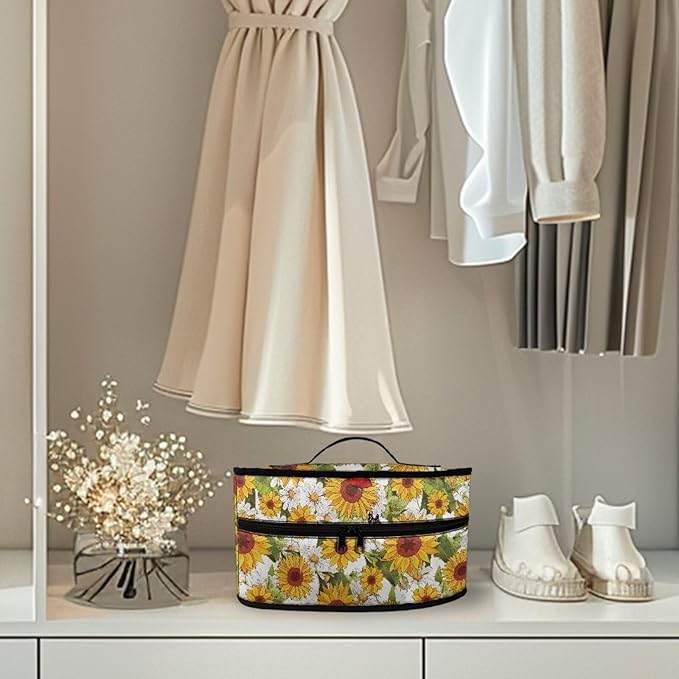 Rchsmod Sunflower Daisy Print Steam Iron Case Steamer Storage Bag Portable Travel Iron Carrier Bag with Handle Lightweight Iron Accessories, Case Only