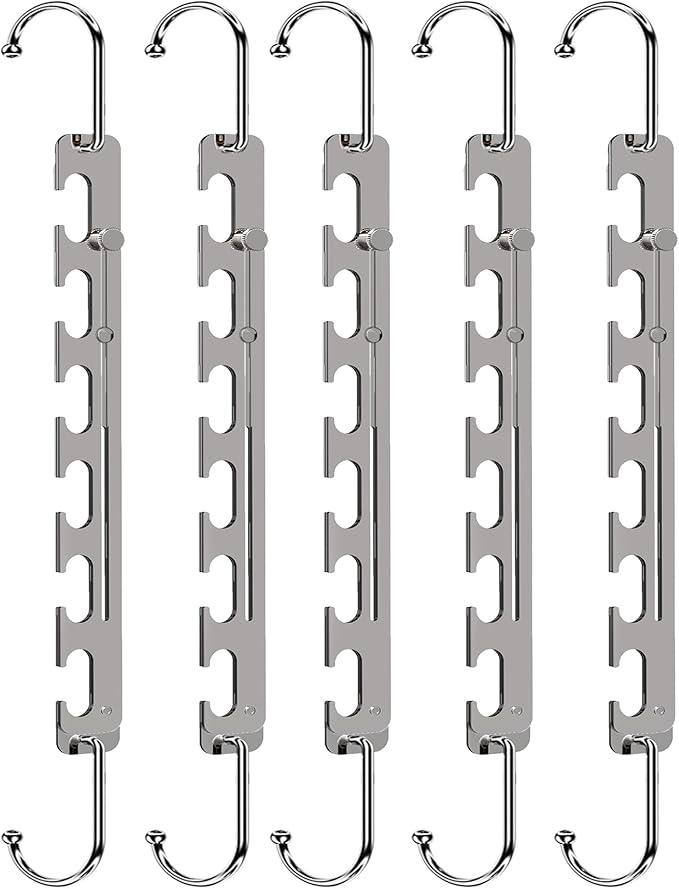 Sindax Space Saving Hangers Telescopic, 6 Holes Clothes Hangers Adjustment to 9 Holes, Upgraded Sturdy Metal Clothes Hangers Space Saving for Heavy Clothes, Closet Organizers and Storage - 8 Pack