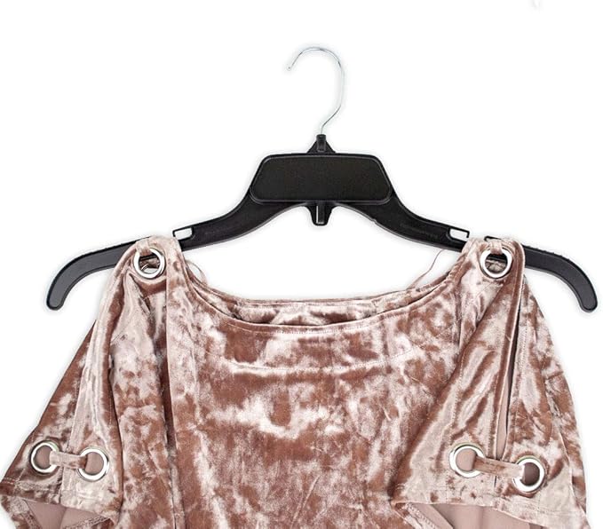 HangOn Shirt Hangers Recycled Plastic with Notches, Black, 17 Inch Pack of 10