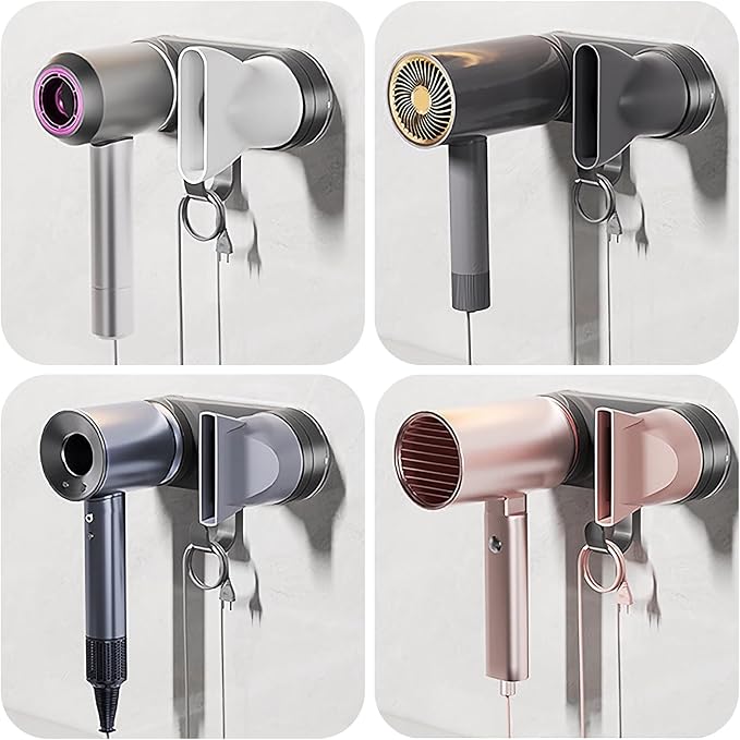 Magnetic Hair Dryer Holder – Punch-Free Suction Cup Wall Mount for Dyson & Laifen, with Cord Organizer & Non-Slip Design, Space-Saving Blow Dryer Rack for Styling Tools Accessories