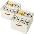 4 Pack Shoe Organizer for Closet,Foldable Shoe Storage Organizer with Adjustable Dividers, Shoe Storage Box with Clear Cover, Fits up to 16 Pairs, Beige