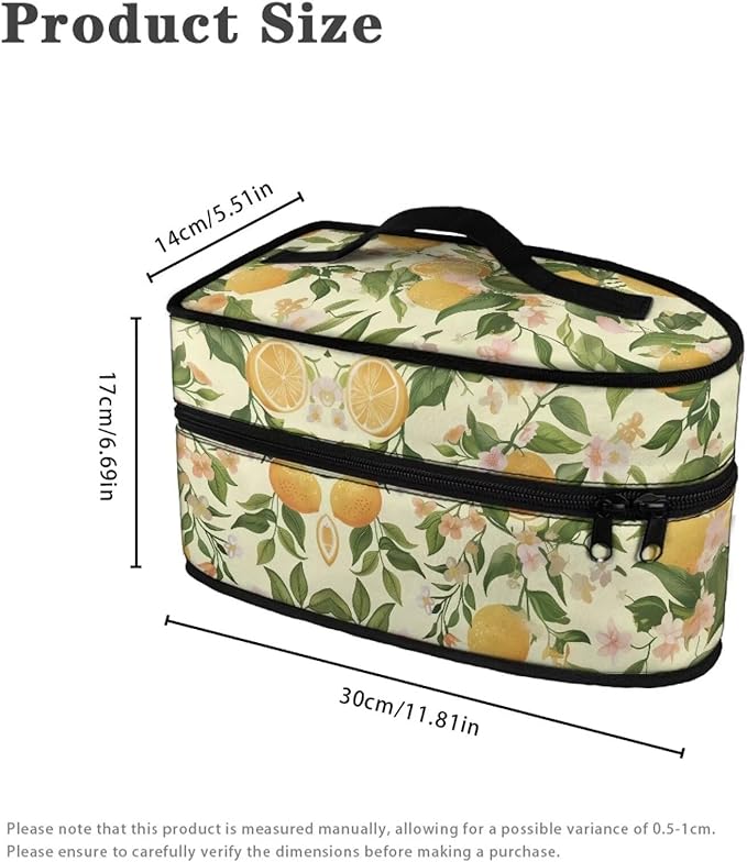 Lemon Leaves Iron Carrying Storage Bag Iron Portable Bags for Travel Universal for Most Iron Iron Protective Cover with Zipper Closure,Dustproof & Easy to Carry