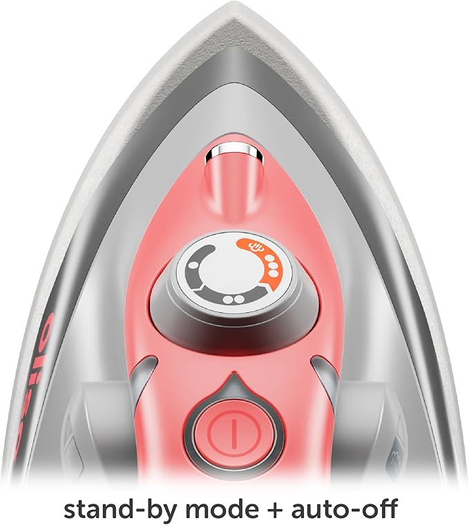 oliso M3Pro Project Steam Iron with Solemate – 1000W Ceramic Soleplate Iron and LED Light for Sewing, Quilting, Crafting, and Travel – Coral