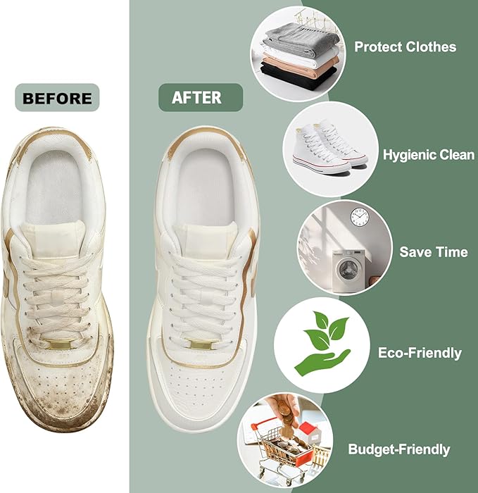 Shoe Washing Machine Bag - Shoe Laundry Bag for Washer and Dryer, Reusable 2 Pack, 360° Deep Cleaning, Self-Locking Zipper, Fits All Sneakers & Tennis Shoes - Green