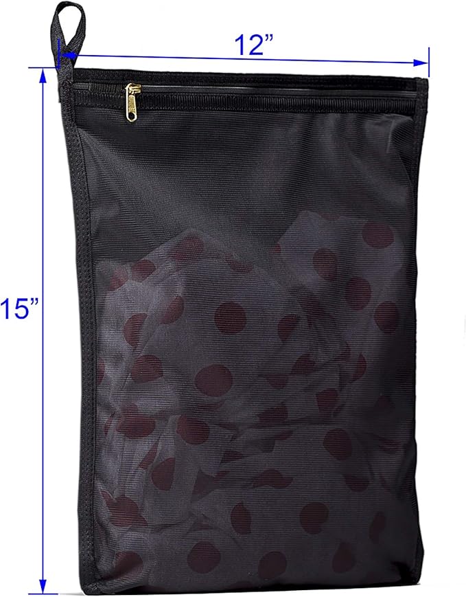 TENRAI 3 Pack (3 Medium) Delicates Laundry Bags, Bra Fine Mesh Wash Bag, Use YKK Zipper, Have Hanger Loops, Zippered, Protect Best Clothes in The Washer (Black)