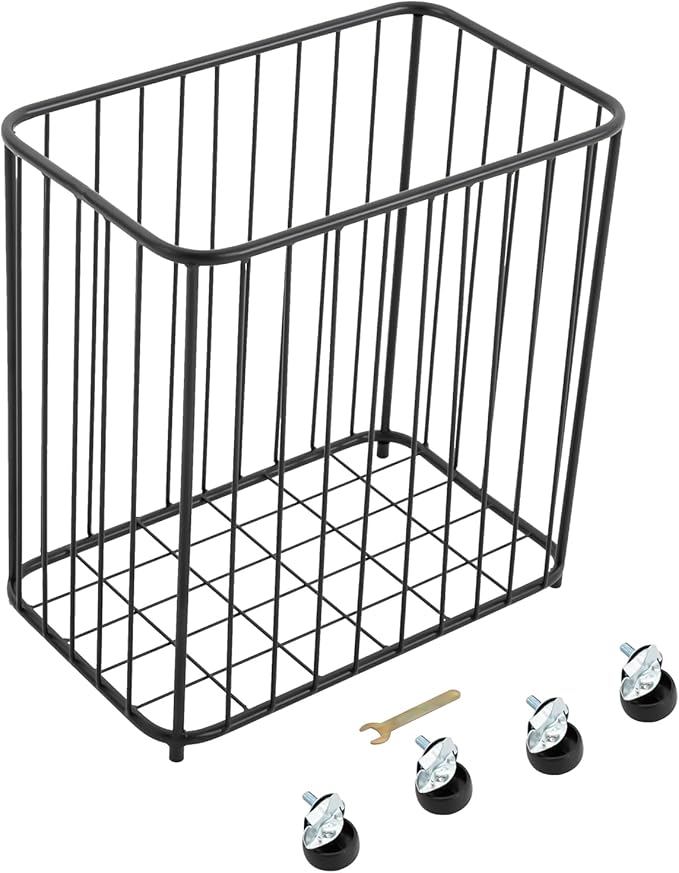 Rolling Laundry Hamper, Large-size Metal Laundry Basket Cart w/Wheels, Wheeled Clothing Hamper for Home, Hotel, Mall, Bathroom, Bedroom and Commercial Laundries (Black)