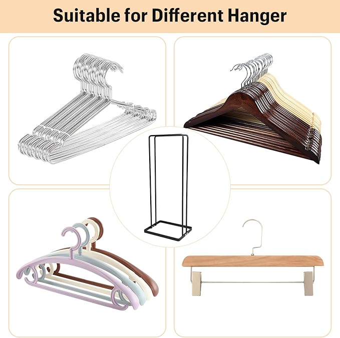 Hanger Organizer, Hanger Storage Stacker Stand Holds Up 110 Wire Clothes Hangers for Closet Laundry Room, Portable Sturdy Hanger Holder for Children Adults Clothes Hangers, Hangers Space Saving, Black