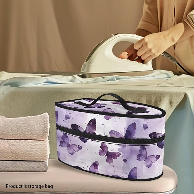 Butterfly Print Steam Iron Case Portable Travel Iron Organizer Handheld Steamer Holder with Handle Waterproof Travel Accessories, Case Only