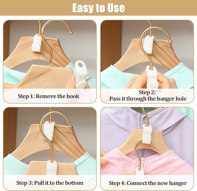 100 Pcs Hanger Connector Hooks,Space Saving Hangers for Clothes,Clothes Connector Hooks, Hanger Organizer Space Saver,Hanger Extender Hooks