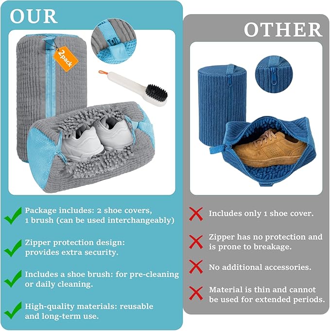 XXL Shoe Washing Machine Bag - 2 Pcs Shoe Laundry Bag for Washer and Dryer, Reusable Shoe Cleaning Bag for All Shoe Sizes,360° Deep Clean for Sneakers Tennis Shoes Running Shoes,Include 1 Brush (Grey)