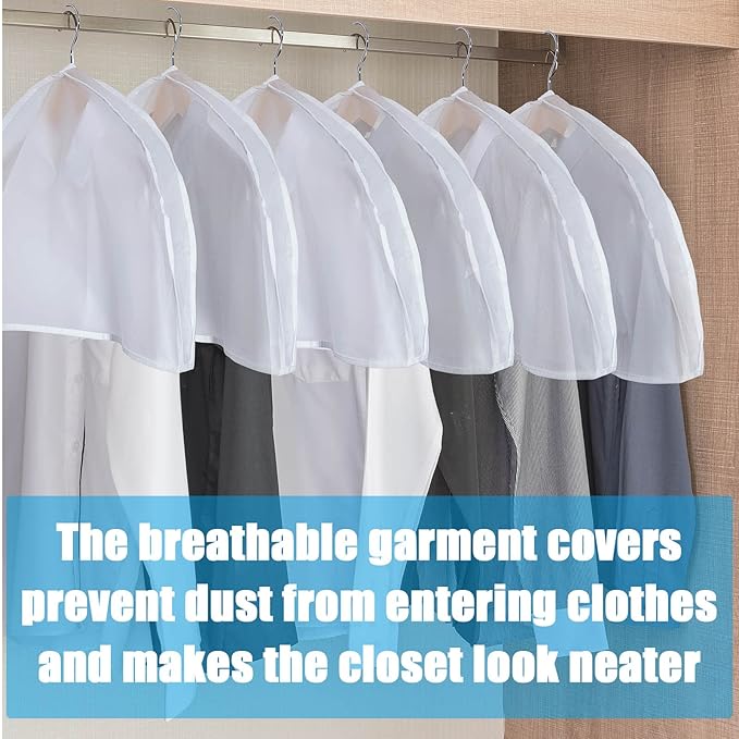 Patelai 32 Pcs 2" Gusseted Shoulder Covers for Hanging Clothes 24" Length x 12" High Plastic Garment Dust Covers Protectors for Closet Storage Suit, Coats, Jackets, Dress Closet Storage(Translucent)