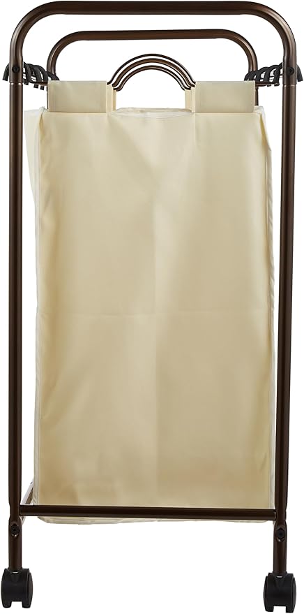 Household Essentials 7173 Rolling Quad Laundry Sorter with Removable Hamper Bags | Antique Bronze Frame