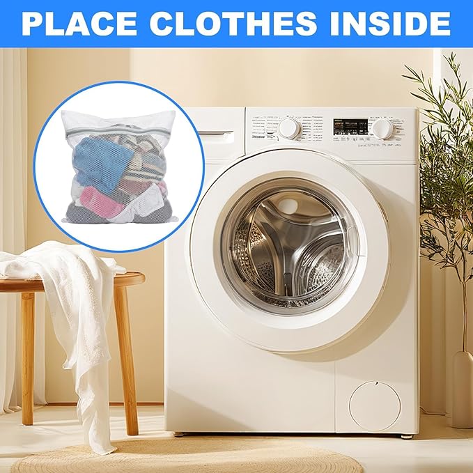 Professional 4 Pack Mesh Laundry Bags for Delicates - 1L, 1M, 2S White Coarse Net Wash Bags, Reinforced Lingerie Bags with Rust-Proof Zipper Guard for Clothes, Washing Machine, Bras, Hosiery & Underwe