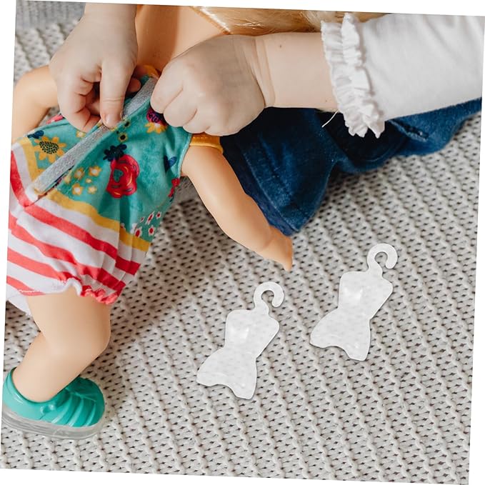 100pcs Transparent Doll Hangers Dress Form Rack for Organizing Doll Clothes Accessories and Storage