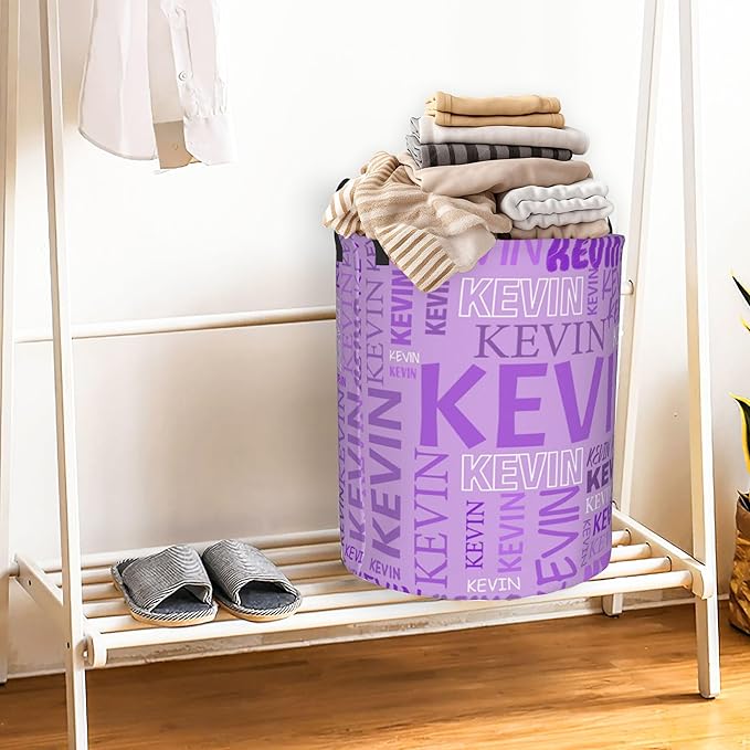 Custom Name Laundry Hamper, Personalized Dirty Clothes Hamper with Name for Bathroom Bedrooms Clothes Storage Organizer, Personalized Gifts for Boys Girls Men Women