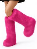 Berlune Faux Fur Fuzzy Leg Warmers Furry Boot Cuff Fur Fluffy Shoes Cover Sleeves for Women Valentines Winter Costumes