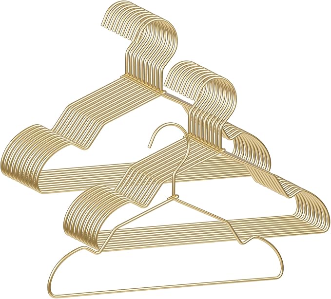 VWV Gold Aluminum Hangers, 20 Pack Baby Hangers?12.6 Inch Children Baby Hanger, Sturdy Metal Children Clothes Hangers for Wardrobe, Space-Saving Toddler Hanger