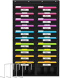 Godery Heavy Duty Storage Pocket Chart for Classroom and Office,Clear Storage Pocket Chart for Files Folder (20+6 POCKETS & NAMETAG)