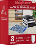 MEIQIHOME Vacuum Storage Bags, Space Saver Sealer Bags,Vacuum seal bags for clothing, Pillows, Comforters, Blankets, Bedding,8 Pack Vacuum Storage Bags with Electric Pump
