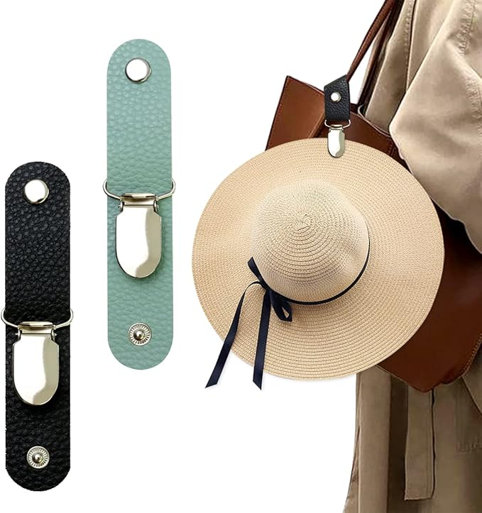 Hat Clip for Travel on Bag/Luggage, PU Leather Multifunctional Duckbill Clip, Outdoor Hat Companion