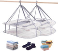 2 Tier Folding Mesh Clothes Drying Rack with Internal Fixation Stackable Sweater Drying Rack Portable Hanging Laundry Rack for Sweater,T-Shirt,Delicates,Swimsuit (2 Pack)