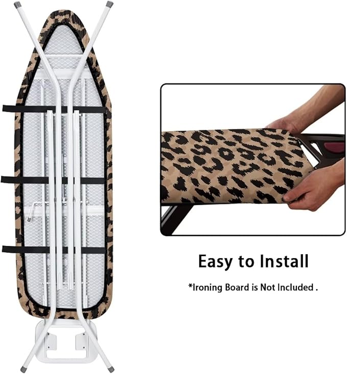 SEANATIVE Brown Leopard Ironing Board Covers and Padding Durable Heat Reflective Iron Board Cover Large Fits All Standard Sizes