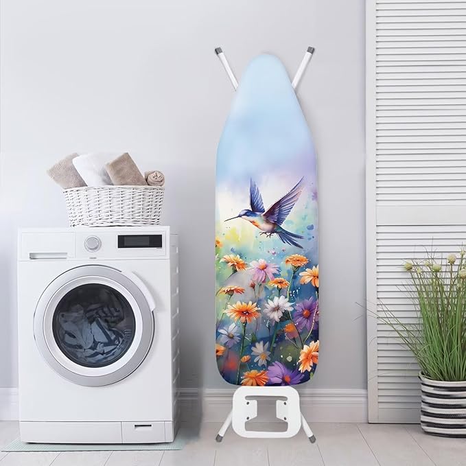 Floral Bird Ironing Board Pad,Extra Thick Heavy Duty Padded for Standard Boards,Non Stick,Scorch and Stain Resistant Home Ironing Board Accessory