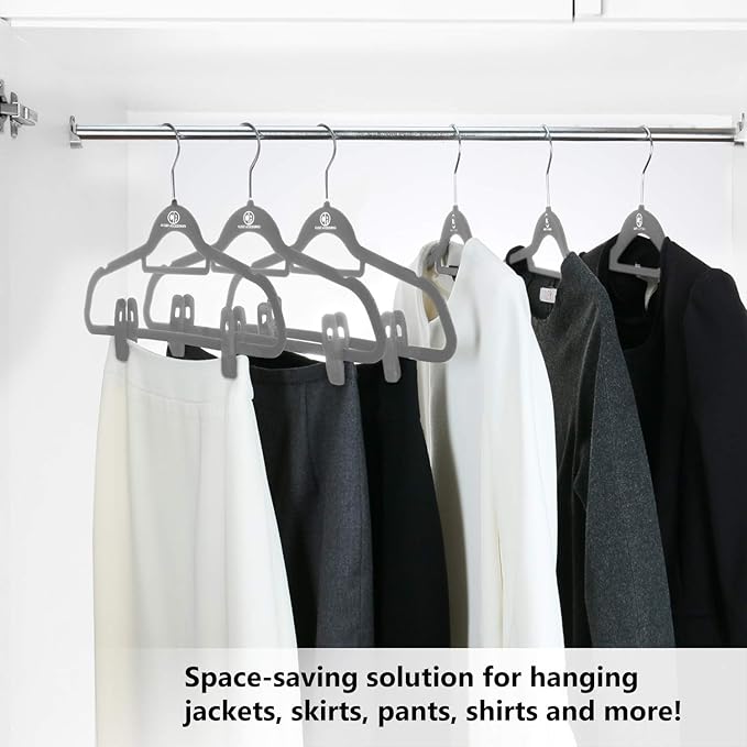 Velvet Clips for Velvet Hangers. 10 Pack Gray