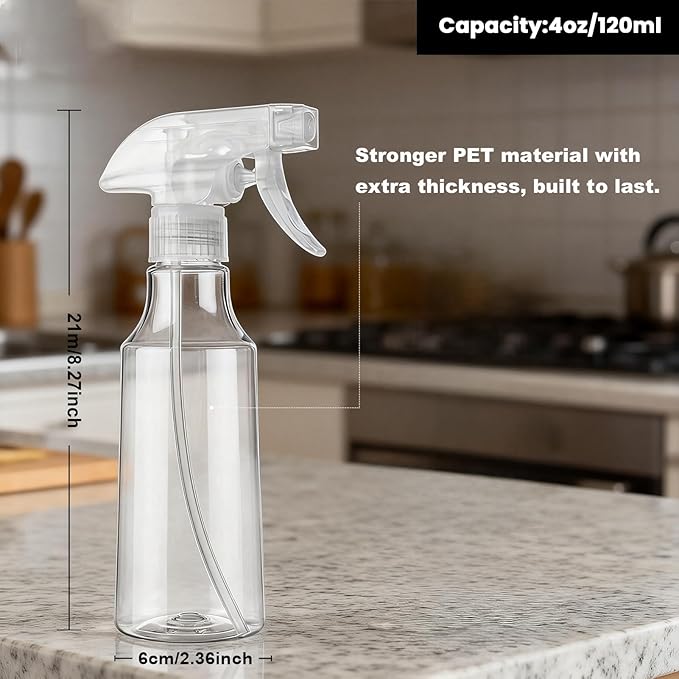 Spray Bottles 12oz/350ml Empty Spray Bottle for Hair Plastic Mist/Stream Spraying Heavy Duty Spray Bottles for Cleaning Solutions, Plants 1 Pack (Clear)